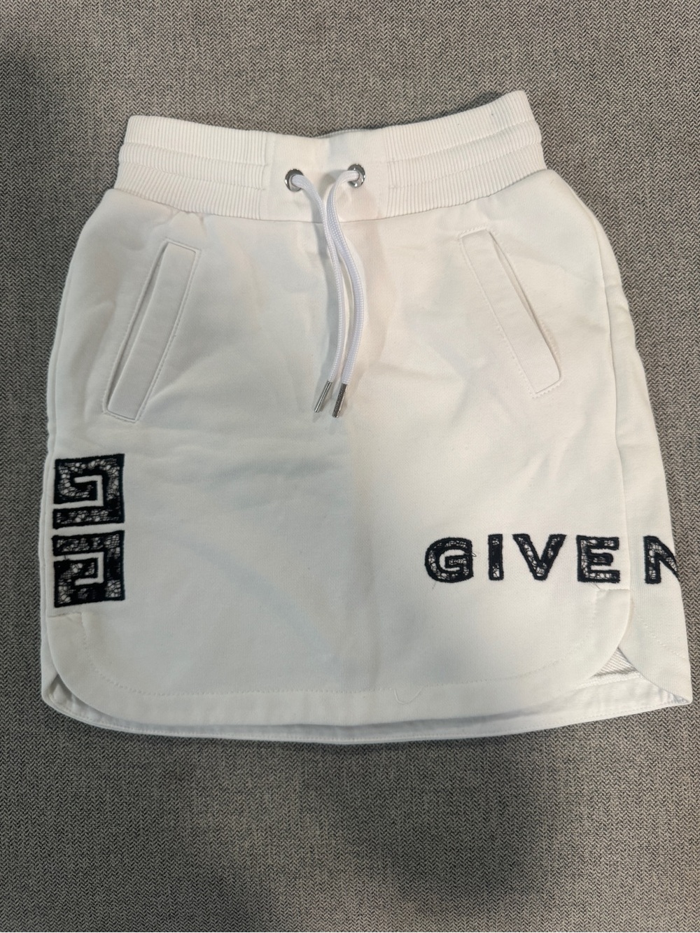 Givenchy White Drawstring Logo Mini Skirt